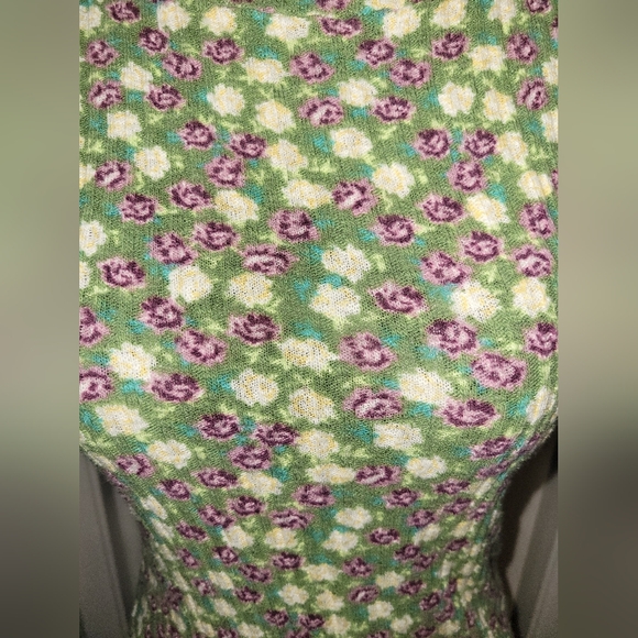UO Urban Outfitters Bodycon Stretch Green Floral Mini Dress Sz Medium - Picture 2 of 7